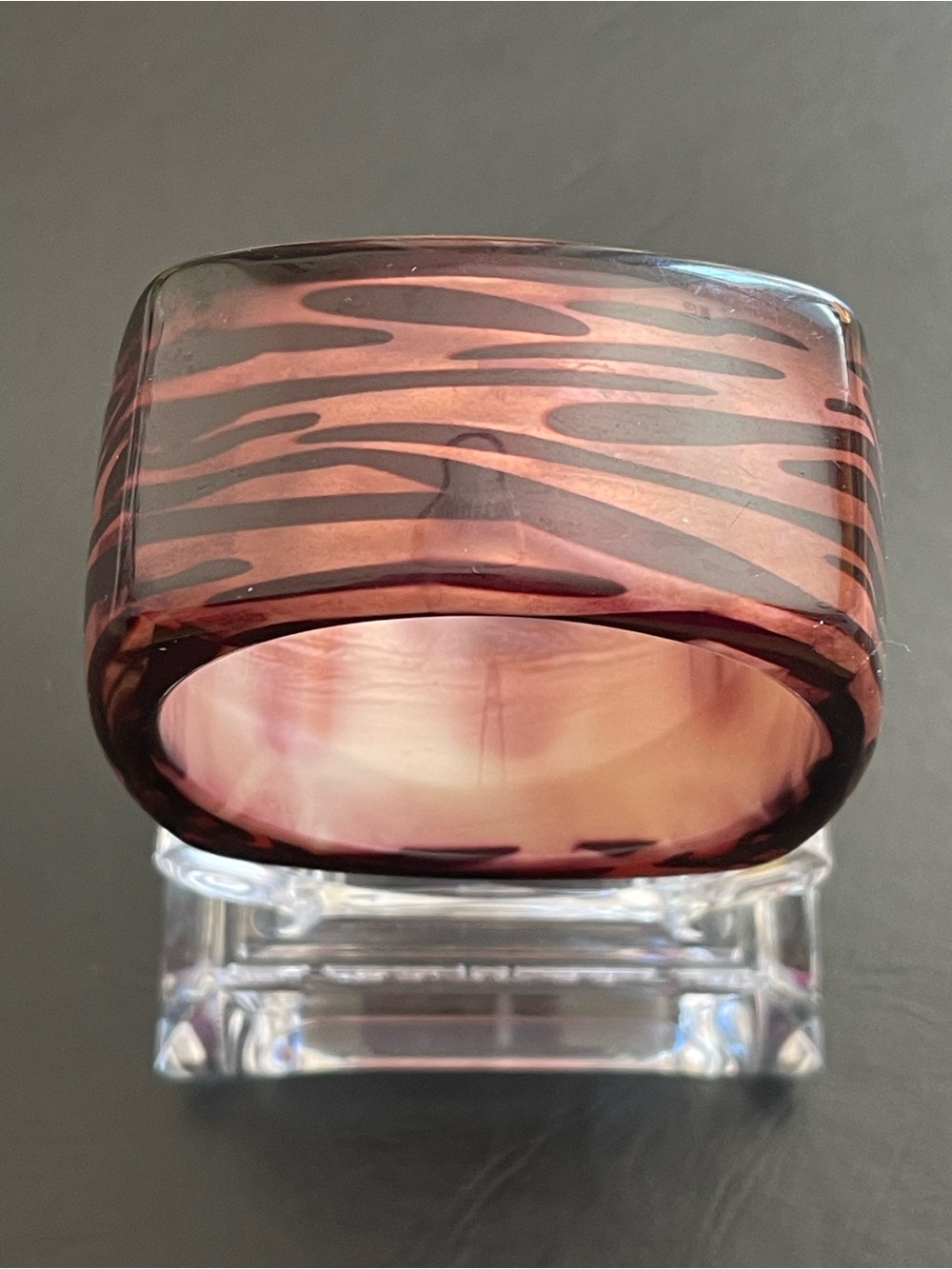 Vintage square shape animal print lucite bangle.